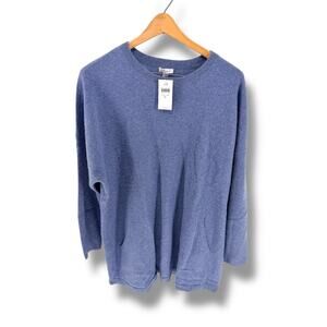 J. Jill Cashmere Sweater XL Stone Blue Heather Crewneck Tunic Pullover NWT $219